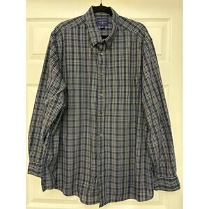 Saddlebred Mens Big & Tall Plaid Button Down Shirt Long Sleeve‎ Cotton